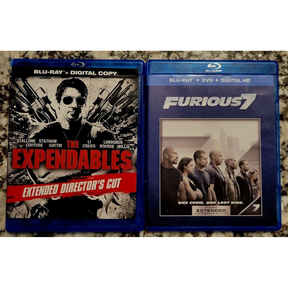 BLU-RAY 2PK: EXPENDABLES (EXTENDED DIRECTOR'S CUT) & FURIOUS 7! ACTION PACKED!